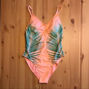 Xhilaration - Pink Palm - One Piece Bathing Suit